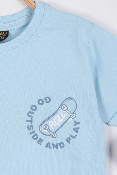 Bebe Mavisi (7-10 Yaş) Kay Kay Baskılı Şortlu Erkek Çocuk Takım 258147