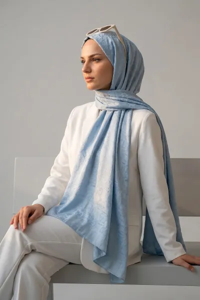 Bebe Mavisi 70x180 Cm Elegance Premium Pamuk Jakar Şal 475029