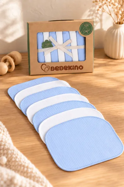 Bebe Mavisi 7'li Kutulu ve Pamuklu Unisex Penye  Bebek Mendil 493846