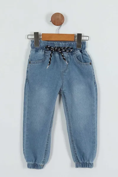 Bebe Mavisi (8-12 Yaş) Bel ve Paça Lastikli Erkek Çocuk Kot Pantolon 252367