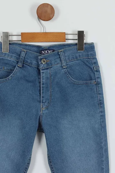 Bebe Mavisi (8-12 Yaş) Lazerli  Erkek Çocuk Kot Pantolon 252363
