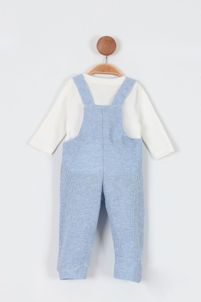 Bebe Mavisi (9-24 Ay) Ayı Oyuncaklı Cep Düğme Detaylı Erkek Bebe Takım 198383