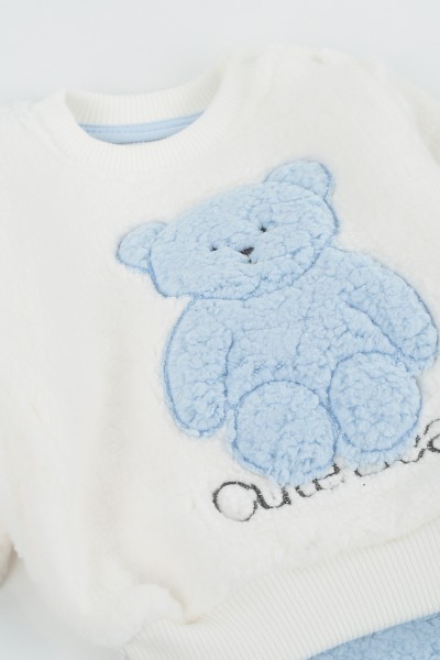 Bebe Mavisi (9-24 Ay) Cuya Bear Nakışlı Erkek Çocuk Peluş (Welsoft) Takım 134833