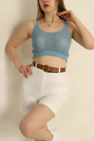 Bebe Mavisi Ajurlu Triko Bluz 271040