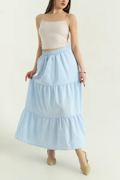 Bebe Mavisi Astarlı Beli Lastikli Poplin Etek 336904