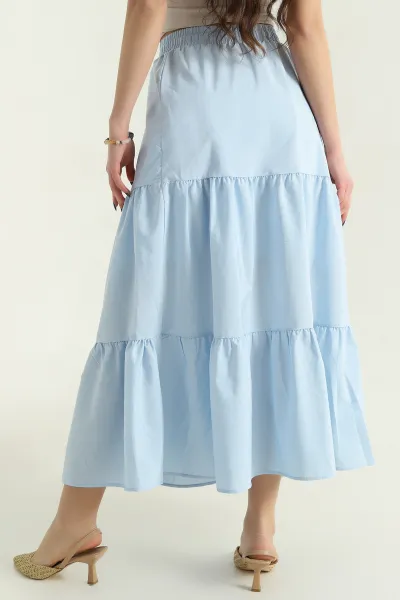 Bebe Mavisi Astarlı Beli Lastikli Poplin Etek 336904