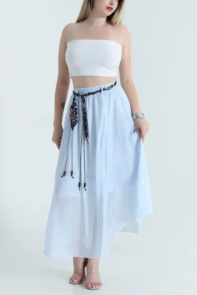 Bebe Mavisi Astarlı Beli Lastikli Tensel Dokuma Kadın Etek 466406
