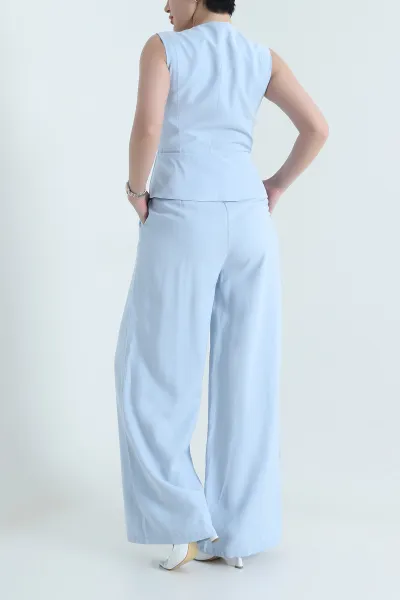 Bebe Mavisi Astarlı Kolsuz İthal Gabardin Kadın Tulum Elbise 454305