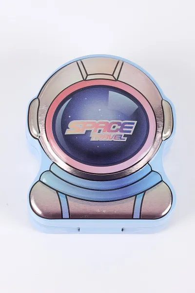 Bebe Mavisi Astronot Figürlü Çift Gözlü Hazneli Kapaklı Mikro Metal Kalemtraş 413852