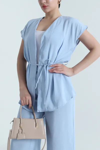 Bebe Mavisi Bağcıklı Modal Kadın İkili Takım 470850