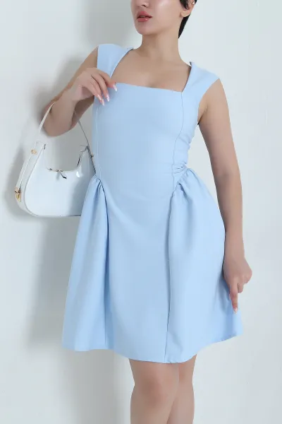 Bebe Mavisi Bağlamalı Dabıl Kadın Elbise 464930