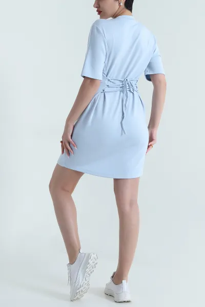 Bebe Mavisi Bağlamalı Oysho Kadın Elbise 464067