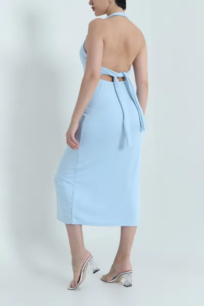 Bebe Mavisi Bağlamalı Sırt Detay Modal Elbise 468025