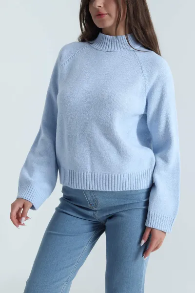 Bebe Mavisi Balıkçı Yaka Kadın Triko Kazak 489673