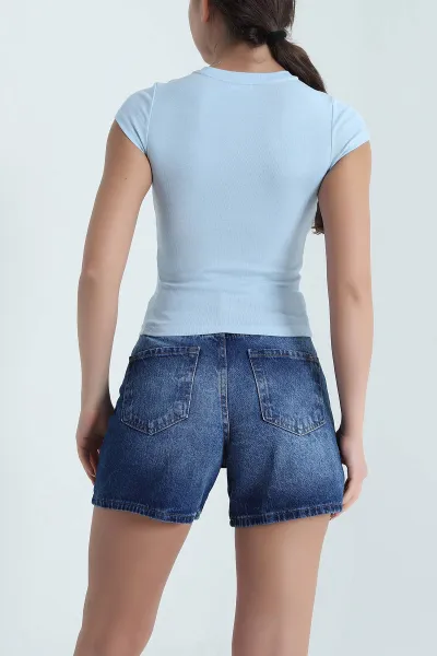 Bebe Mavisi Baskılı Süprem Kadın Tişört 461679