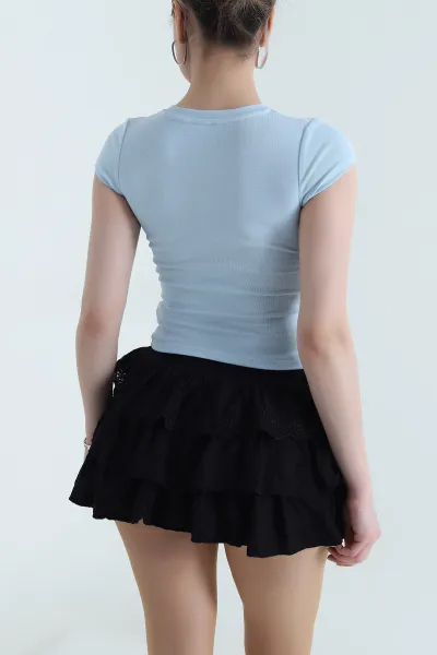 Bebe Mavisi Baskılı Süprem Kadın Tişört 461703