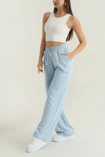 Bebe Mavisi Bel Lastikli Cepli Modal Kadın Pantolon 378322