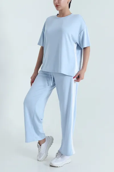 Bebe Mavisi Bel Lastikli Şerit Detay Oysho Kadın İkili Takım 475059