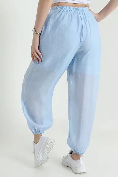 Bebe Mavisi Bel ve Paça Lastikli Tensel Kadın Pantolon 457049