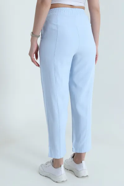 Bebe Mavisi Beli Lastikli Diagonel Modal Kadın Pantolon 467501