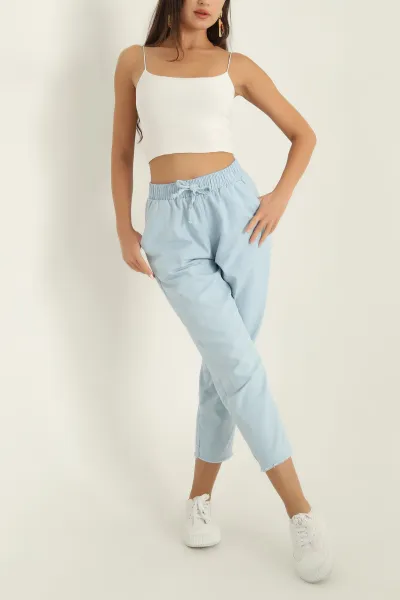 Bebe Mavisi Beli lastikli Gabardin Bayan Pantolon 297347