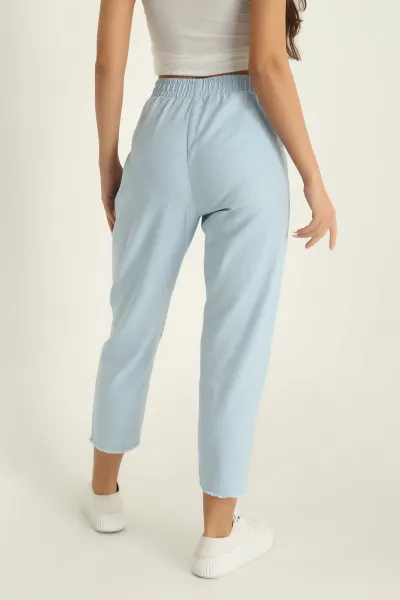Bebe Mavisi Beli lastikli Gabardin Bayan Pantolon 297347