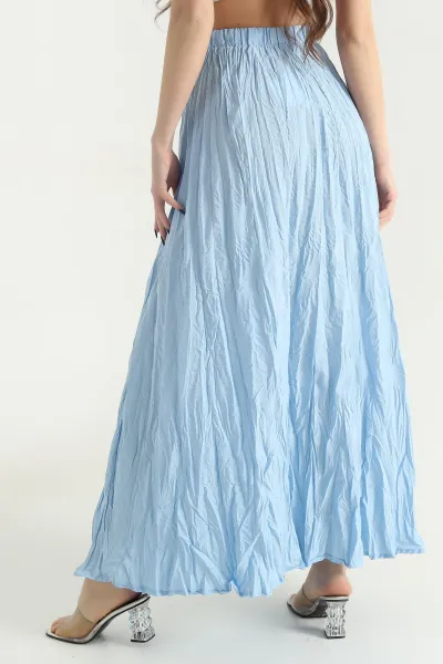 Bebe Mavisi Beli Lastikli Kırışık Tasarım Etek 342845