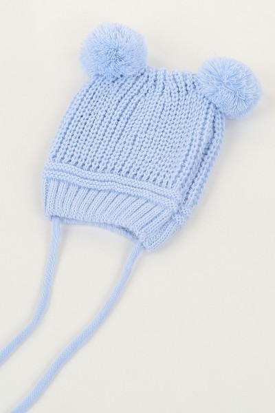 Bebe Mavisi ( Bere: 20 cm) Çift Ponponlu Bere 144856
