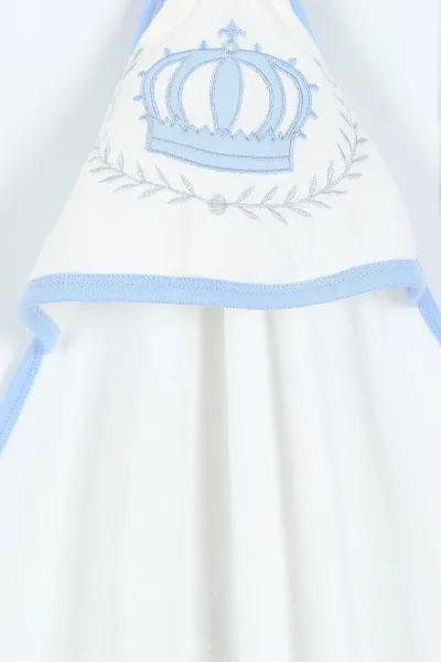 Bebe Mavisi Beyaz Başak Taclı Nakışlı Çift Katlı Erkek Bebek Silgi Havlu 375510