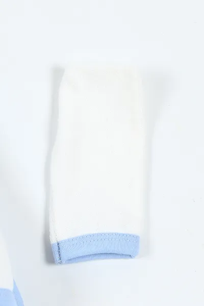 Bebe Mavisi Beyaz Başak Taclı Nakışlı Çift Katlı Erkek Bebek Silgi Havlu 375510