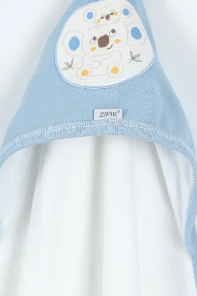 Bebe Mavisi Beyaz (En:78 cm Boy:87 cm) Koala Nakışlı Bebek Havlu Takım 375876