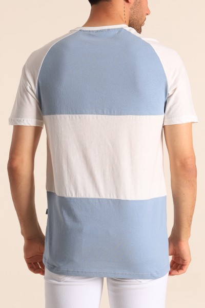 Bebe Mavisi Beyaz Oversize Reglan Kol Yazı Detay Erkek Tişört 182285