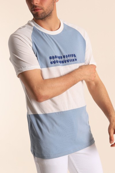 Bebe Mavisi Beyaz Oversize Reglan Kol Yazı Detay Erkek Tişört 182285
