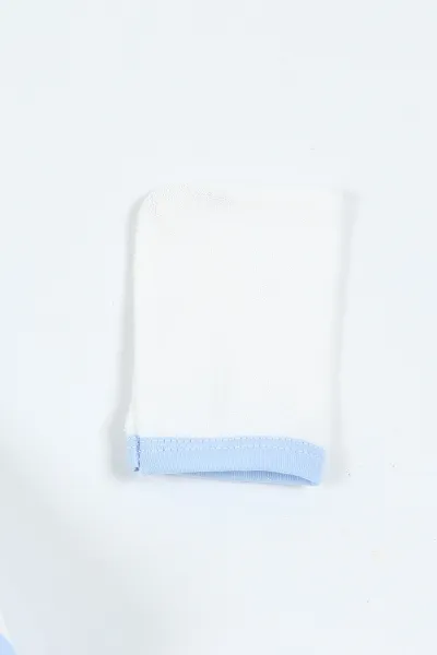 Bebe Mavisi Beyaz Uyuyan Ayı Nakışlı Çift Katlı Erkek Bebek Silgi Havlu 375512