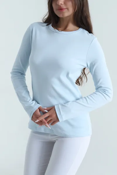 Bebe Mavisi Bisiklet Yaka Kadın Body Bluz 488618