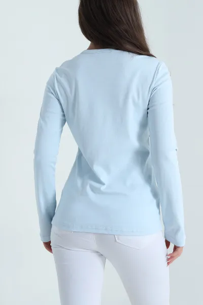 Bebe Mavisi Bisiklet Yaka Kadın Body Bluz 488618