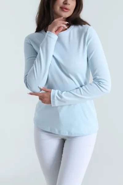 Bebe Mavisi Bisiklet Yaka Kadın Body Bluz 488618