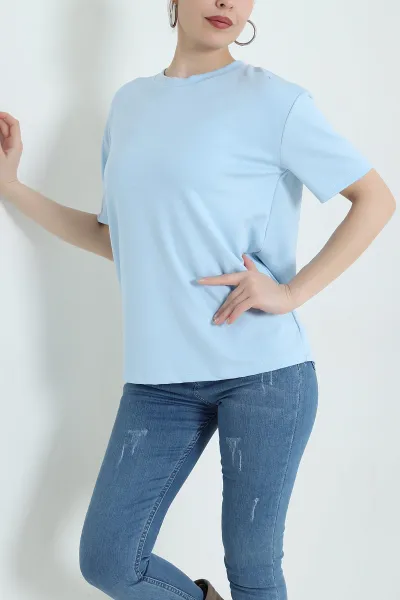 Bebe Mavisi Bisiklet Yaka Oysho Kadın Tişört 435093