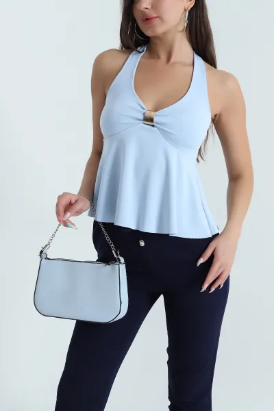 Bebe Mavisi Boyun Askılı Dalgıç Kadın Bluz 467731