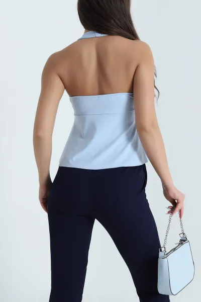 Bebe Mavisi Boyun Askılı Dalgıç Kadın Bluz 467731