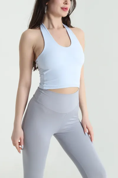 Bebe Mavisi Boyundan Geçmeli Kadın Bluz 448383