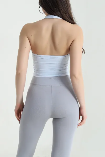 Bebe Mavisi Boyundan Geçmeli Kadın Bluz 448383