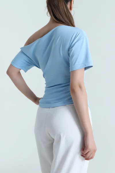 Bebe Mavisi Büzgülü Oysho Kadın Bluz 485176