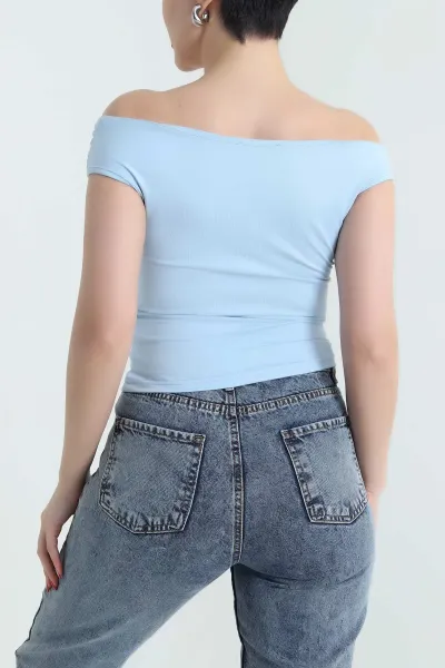 Bebe Mavisi Büzgülü Scuba Kadın Bluz 432365