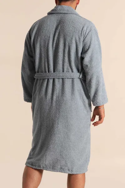 Unisex İndigo Cep Detaylı Pamuklu Bornoz 279889