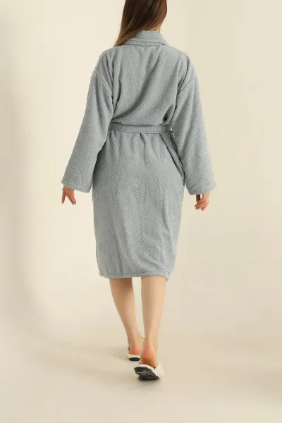 Unisex İndigo Cep Detaylı Pamuklu Bornoz 279889