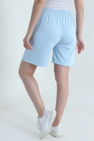 Bebe Mavisi Cepli Beli Lastikli Modal Kadın Şort 468279
