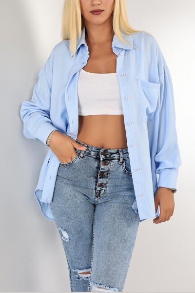 Bebe Mavisi Cepli Gömlek Tunik 128563