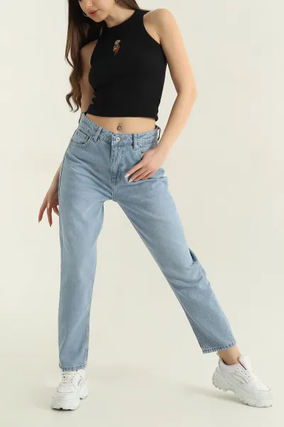 Bebe Mavisi Cepli Mom Kadın Kot Pantolon 351749