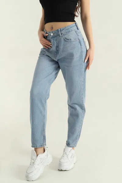 Bebe Mavisi Cepli Mom Kadın Kot Pantolon 351749